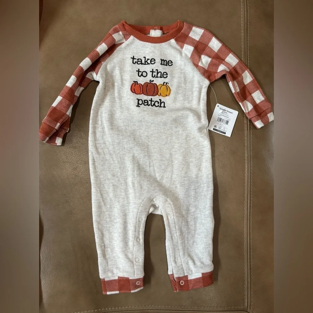 Three Halloween pumpkin and thanksgiving turkey onesies 6mo